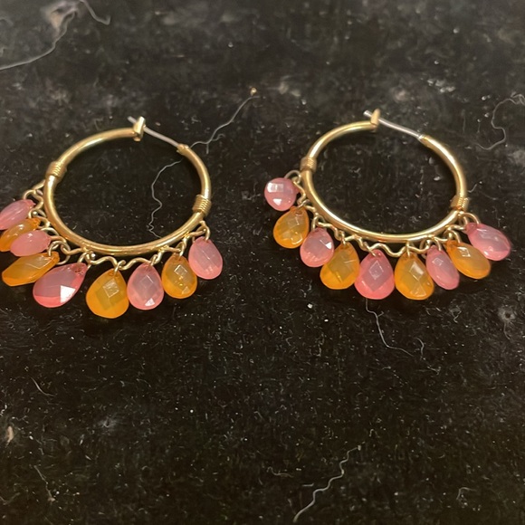 1.75” gold plated hypoallergenic Cleopatra open hoop latch back earrings - Picture 2 of 12